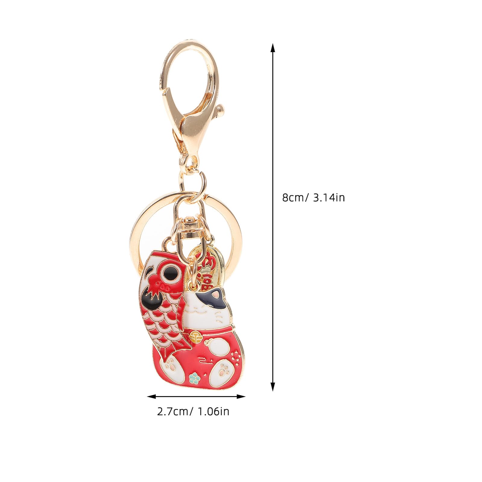 TOYANDONA Llavero de Dibujos Animados Gato Japonés de Aleación de Zinc Rojo, 2 Piezas Fina Elaboración y Diseño Práctico para Decoración y Obsequio de Año