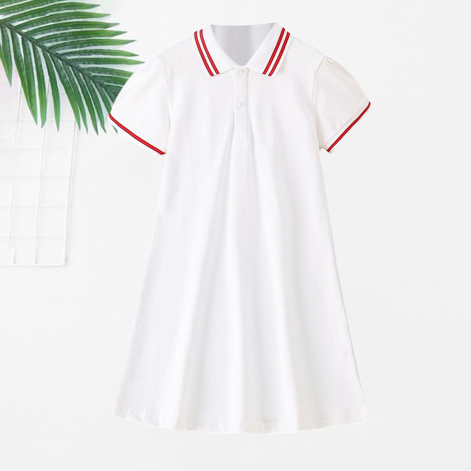 Vestido de verano para niñas, vestido polo de manga corta para niños, casual, deportes, escuela, tenis, golf, suave, cómodo, para vacaciones, vestidos acampanados