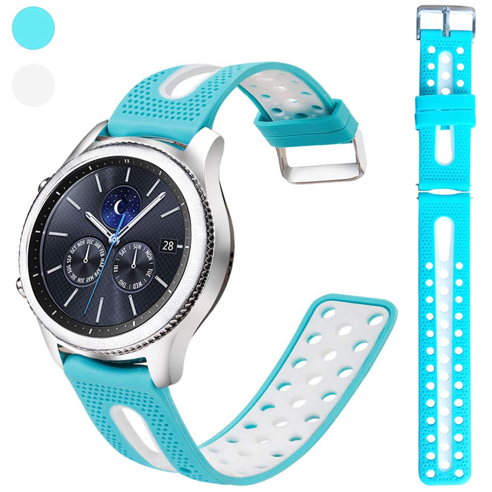 Amazon Com Nigaee Compatible With Samsung Galaxy Watch Active Active 2 Galaxy Watch 42mm Bands 20mm Silicone Watch Band Quick Release Strap Replacement For Gear Sport Smartwatch Women Men Blue White Electronics