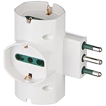 VIMAR RI.00315.B Adattatore elettrico multiplo sfalsato verticale, 3 prese universali con protezione bambini SICURY, spina (grande) standard italiano tipo S17 2P+T 16 A