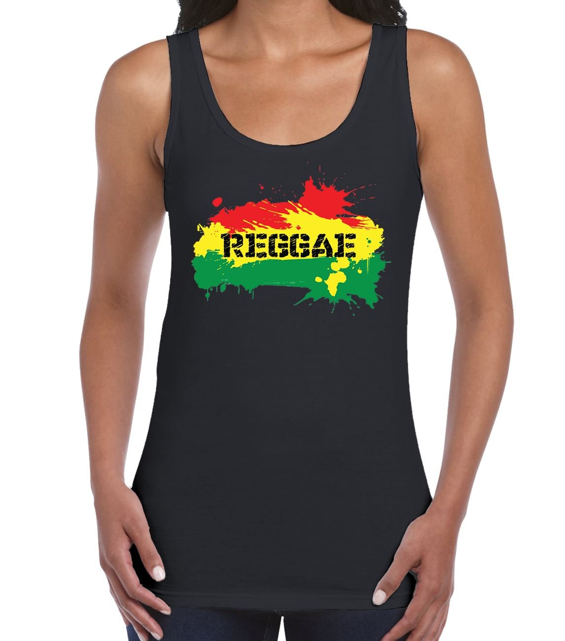 Tribal T-Shirts Womens Reggae Splash Vest Vest Top (2XL, Black)