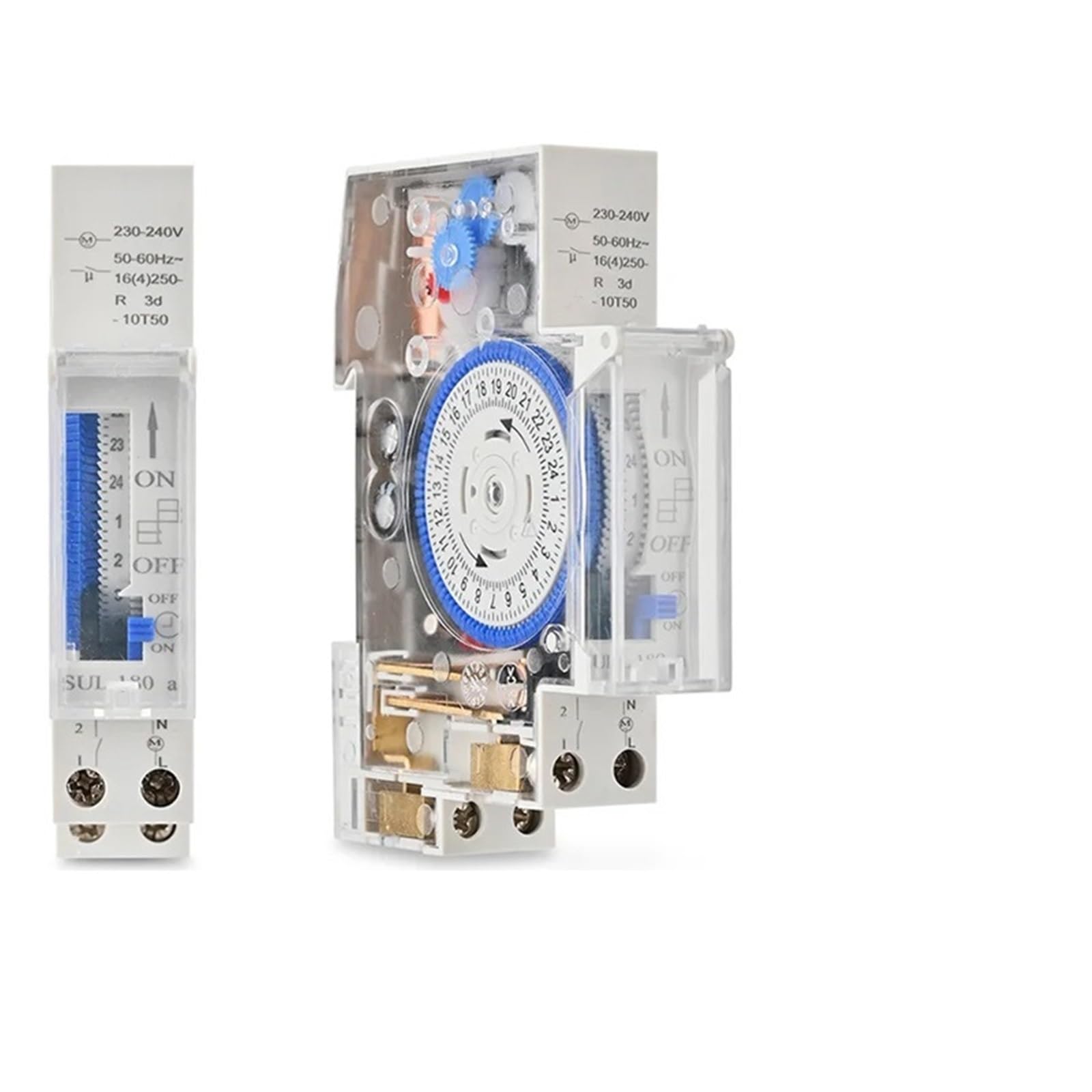SUL180A, carril Din, 24 horas, interruptor de temporizador mecánico, análogos de relé, temporizador eléctrico programable, batería de 220V 16A