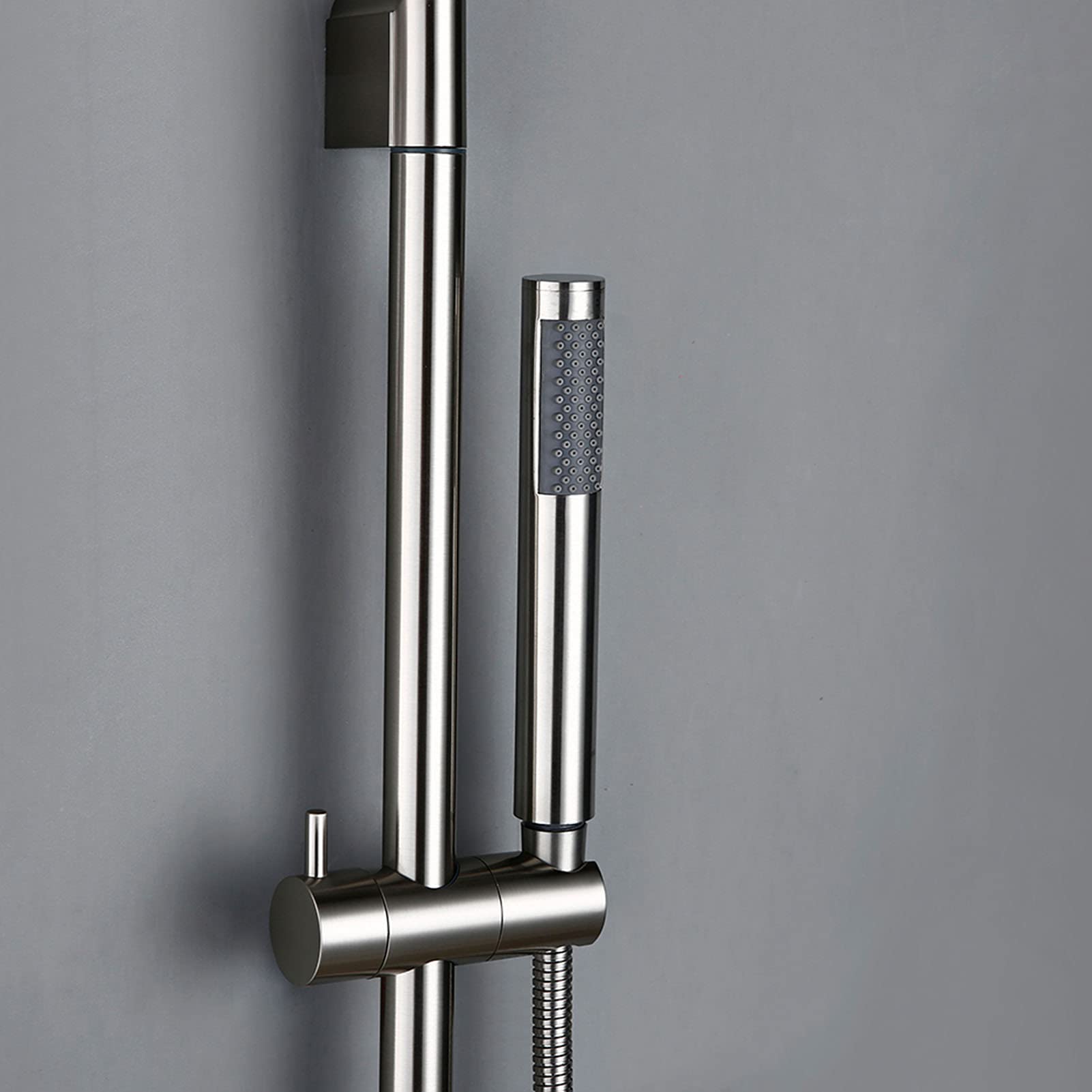 Cabezal de ducha con barra deslizante, Kit de ducha de mano ABS con manguera, Juego de soporte ajustable de montaje en pared, Juego de ducha de baño cepillado, Accesorios de baño