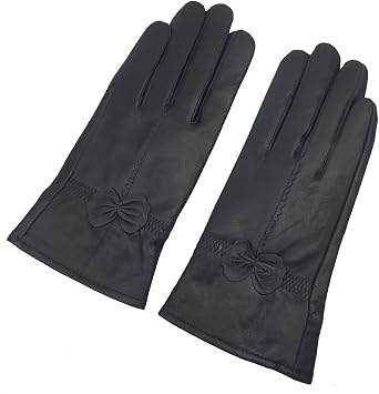 Simple Sytle Women Winter Warm Lambskin Driving Leather Gloves
