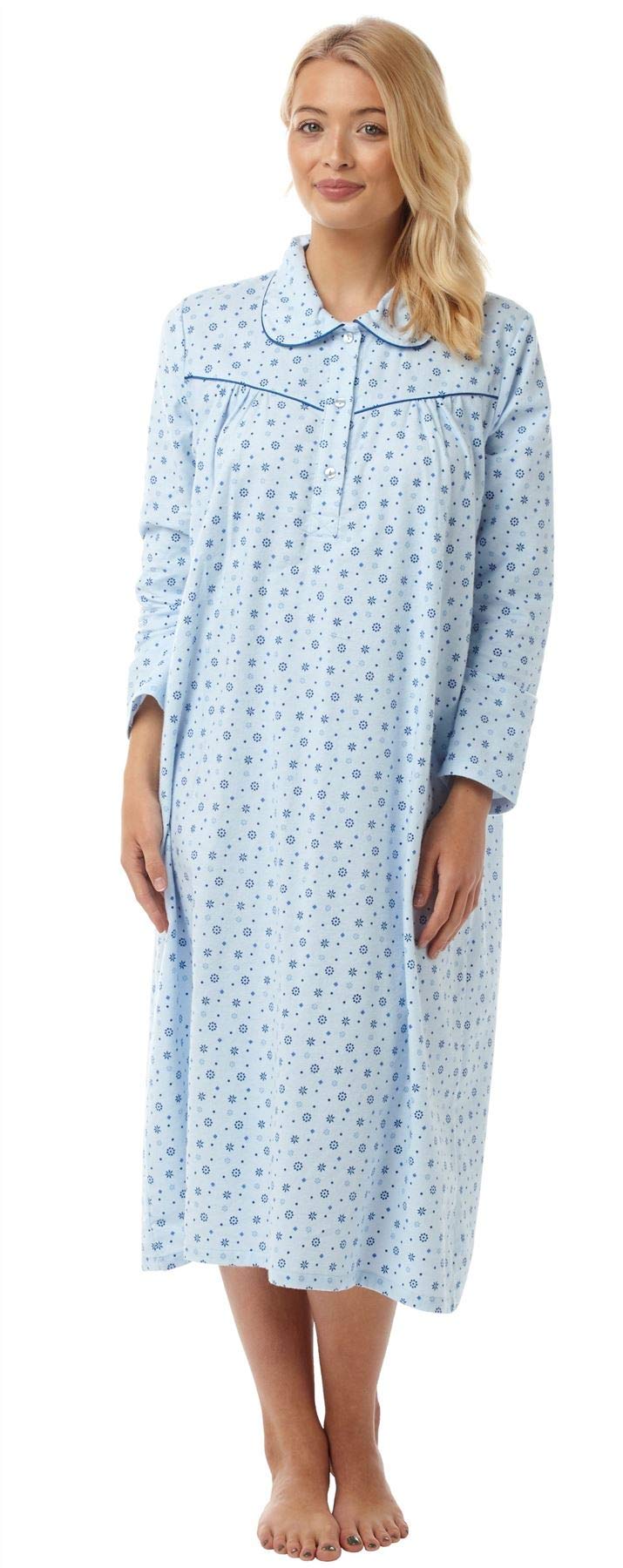 Undercover Womens Lady Olga Holly Long Sleeve Nightie 3035 Soft Blue 24-26