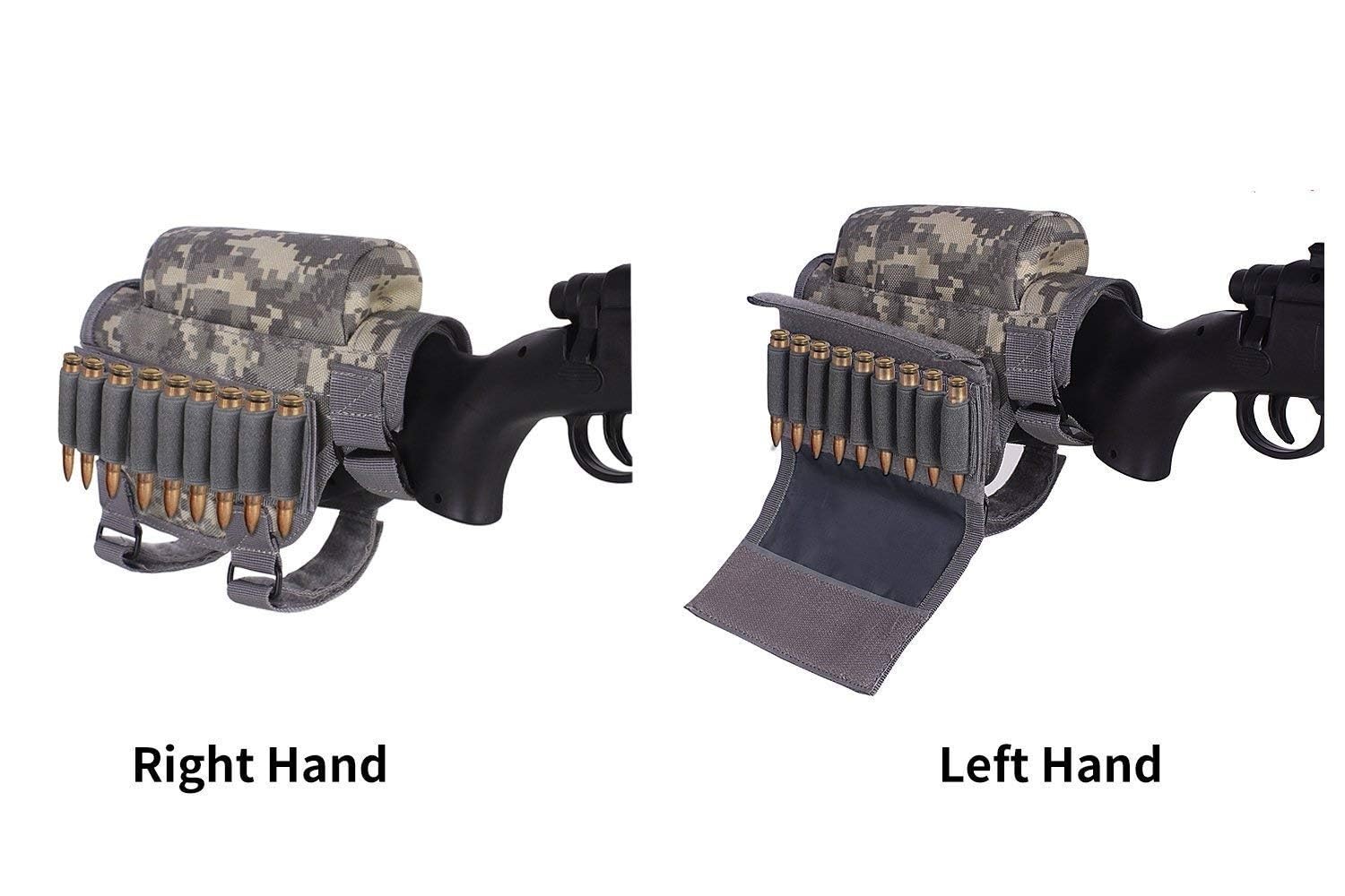 Culata táctica for Rifle, Almohadilla de Apoyo for mejillas tácticas for Caza y Tiro, Bolsa de munición con Soporte for 7 Cartuchos, Elevador de Apoyo for mejillas de Culata