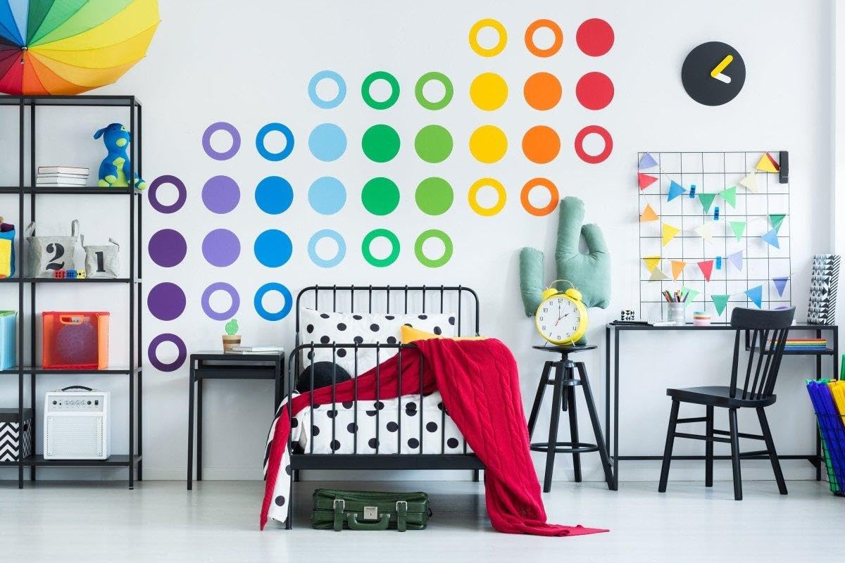 Calcomanías de pared circulares vibrantes: calcomanías de vinilo para decoración colorida y caprichosa 8
