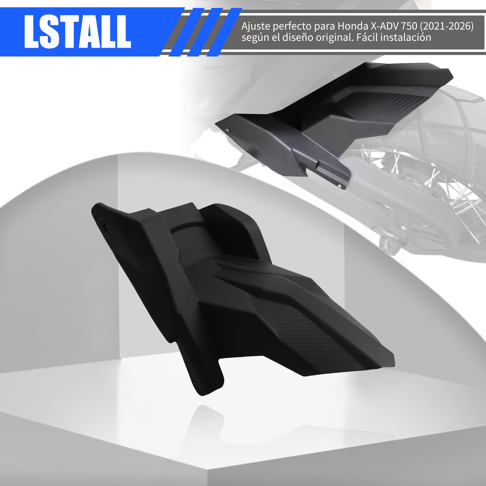 Garde-boue Arrière Compatible avec Honda X-ADV 750 (2021-2026), Protection contre la Boue et les Éclaboussures de Roue, Matériau PP, Texture en Fibre de Carbone, Noir Mat, Installation Facile