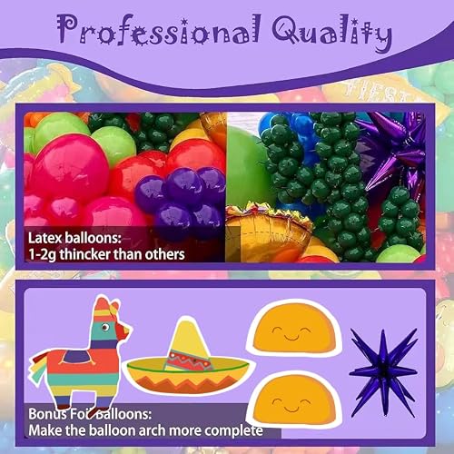 MOMOSHERO 152Pcs Fiesta Mexican Balloons Arch Garland Kit, with Taco Llama Sombrero Foil Balloons for Cinco De Mayo Carnival Birthday Party Mexican Theme Taco Twosday Party Decorations