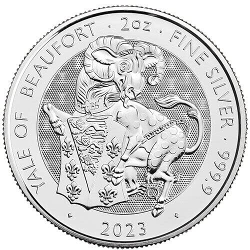 2023 No Mintmark 2023 U.K. 5 Pound 2 oz Silver Tudor Beast Yale of Beaufort BU $2 The Royal Mint Ungraded