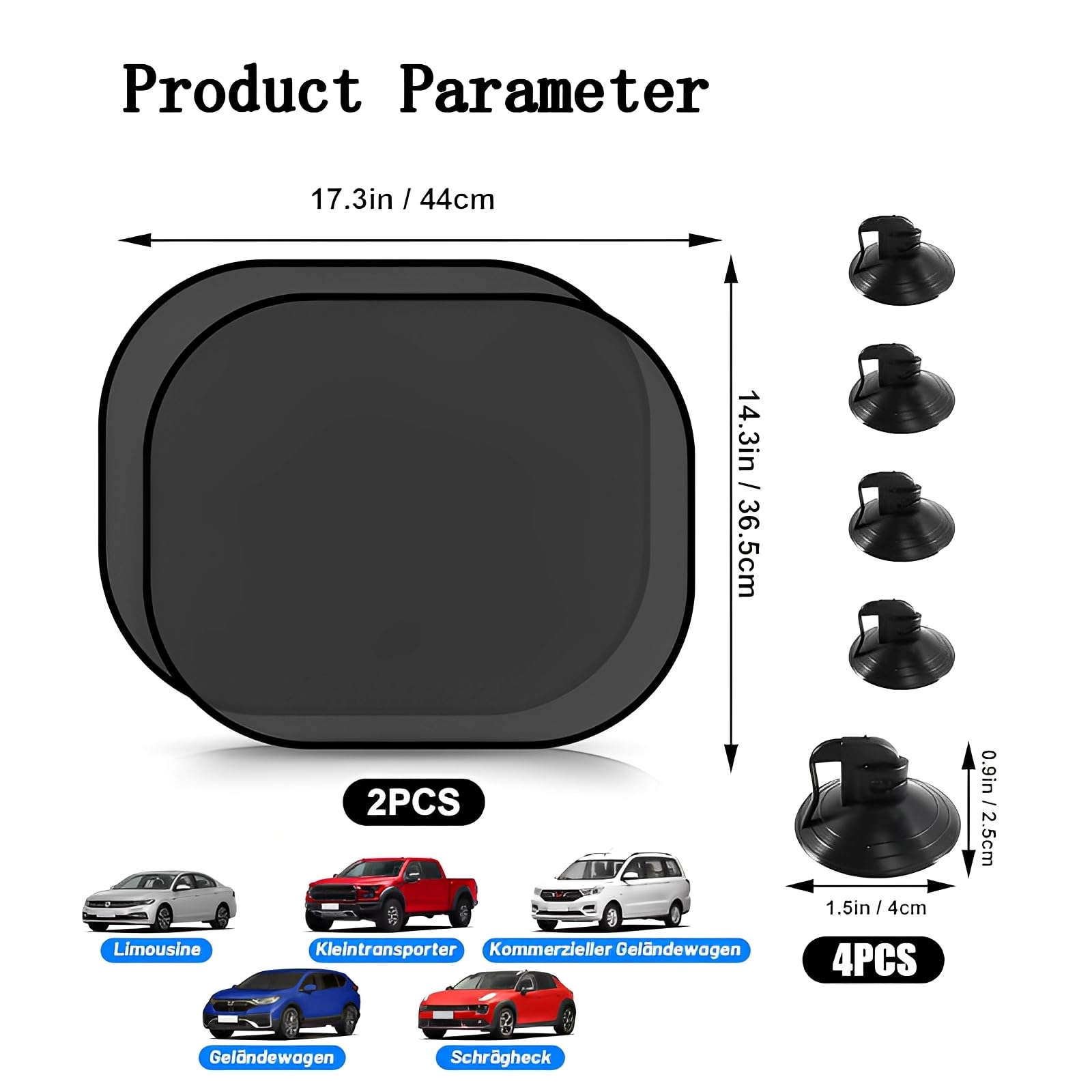 Copertura per auto per bambini 2 pezzi 44x35 cm con 4 ventose Motivo a scacchi Protezione UV