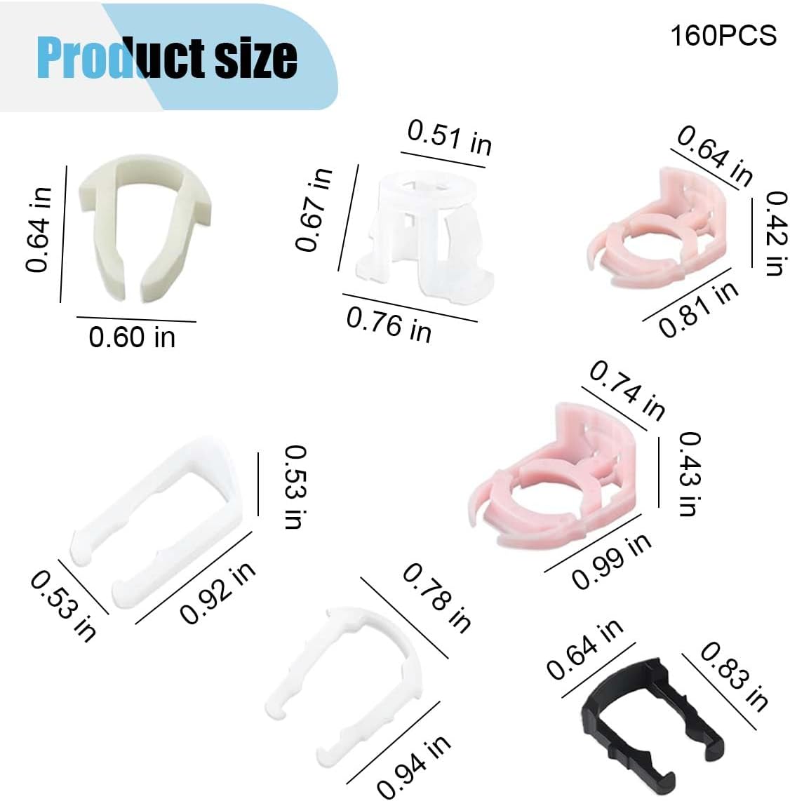 160PCS Car Fuel Line Clips, 7 Sizes Fuel Line Retainer Clips Assortment Kit, Plastic Fuel Line Retaining Clips Replacement 3/8" & 5/16" Fuel Line Clamp, Compatible with SUV Car Truck(160PCS)