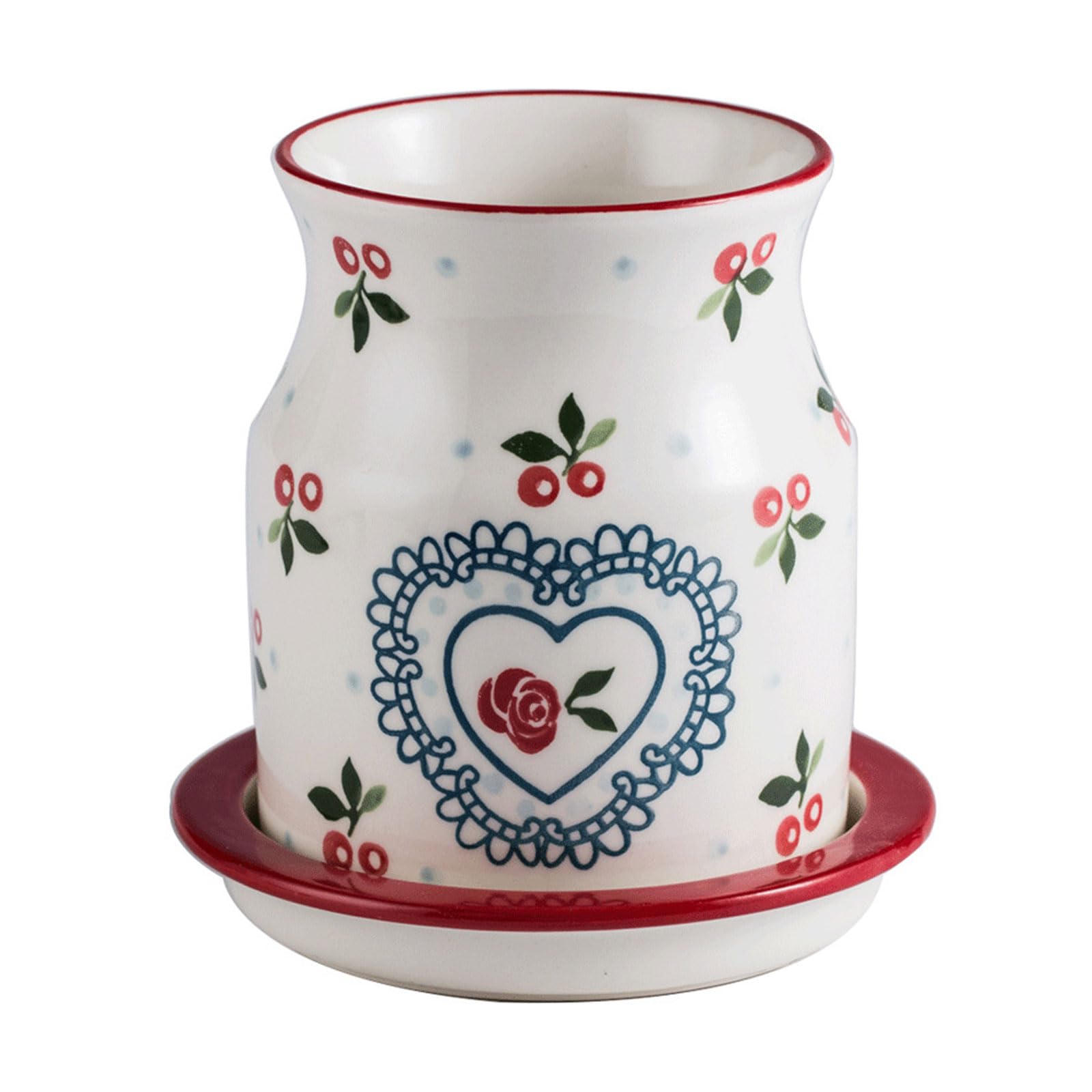 Ceramiczny uchwyt na naczynia, ręcznie malowane sztućce, pojemnik na sztućce do kuchni, stojak do opróżniania o dużej pojemności, wystrój wiejski