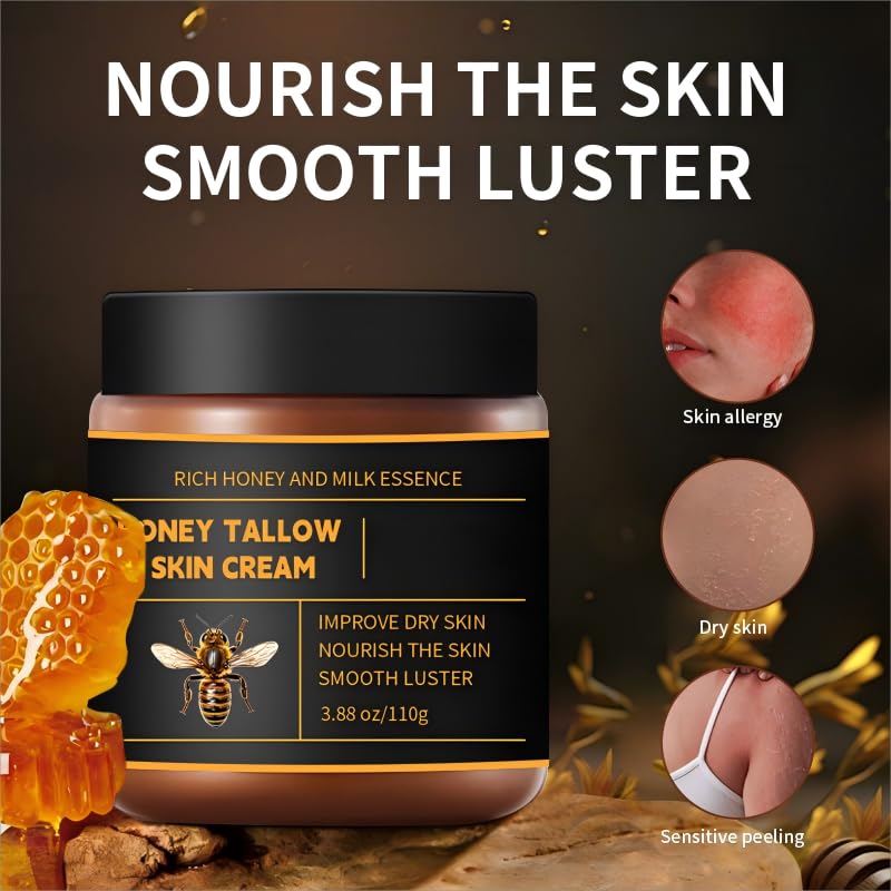 Miniatura 4 de Marroomi - Bálsamo de miel de sebo 100% orgánico con miel cruda y cera de abeja, crema hidratante facial de ternera batida y bálsamo para la cara