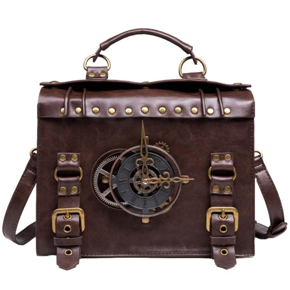 Ro Rox Lavinia Steampunk Borsa a Tracolla Orologio Ingranaggi Pendenti Ecopelle