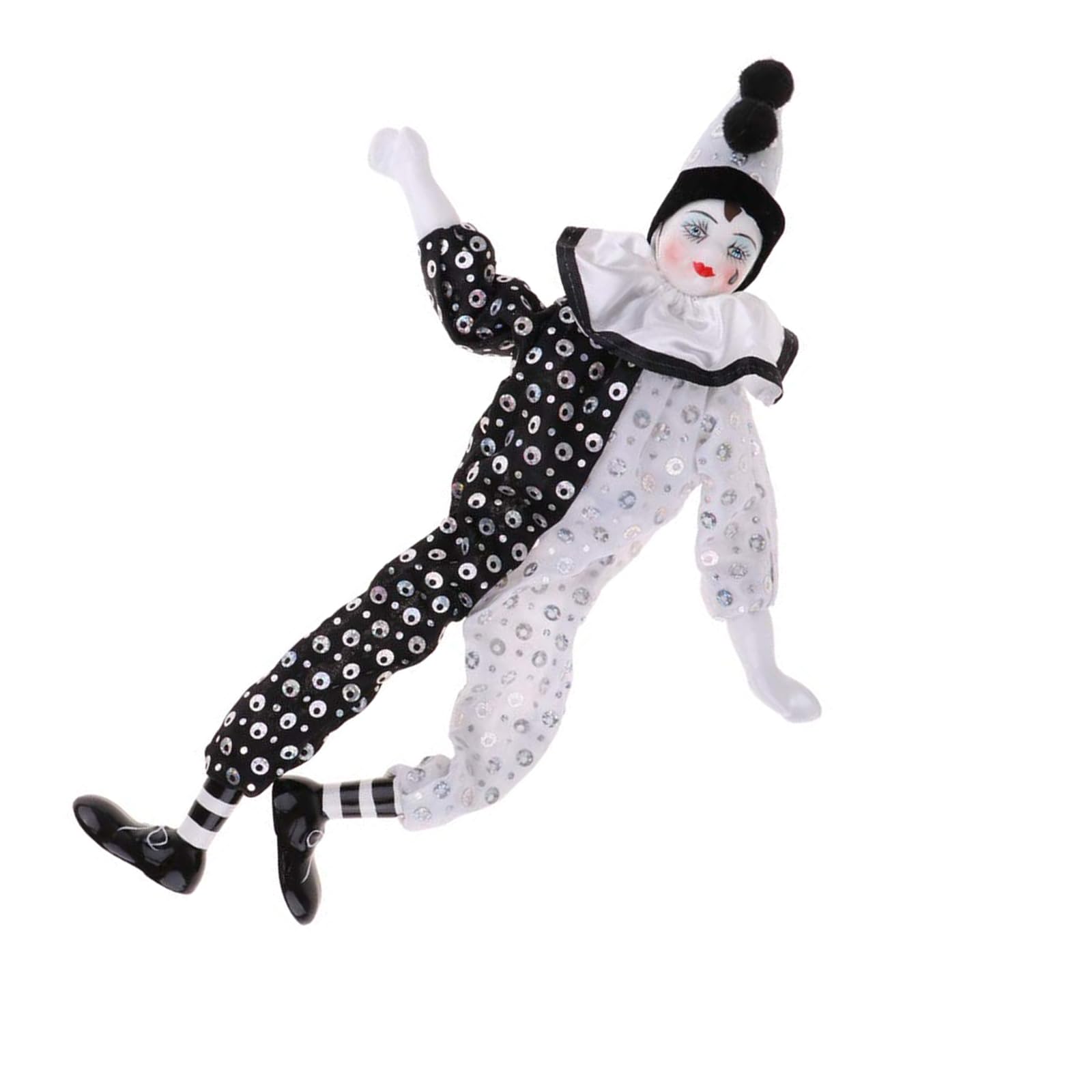 Beautiful Harlequin Doll Porcelain Doll Traditional Model Delicate 16" Porcelain Figurine Table Desk Decor Soft Legs Clown