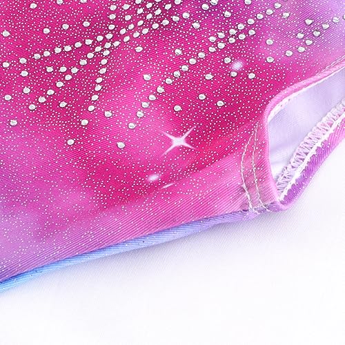 Image of EQSJIU Gymnastics Leotards for Girls Kids Rainbow Mosaic Mermaid Butterfly Stars Leopard Galaxy Tie Dye Cosmos Leopard