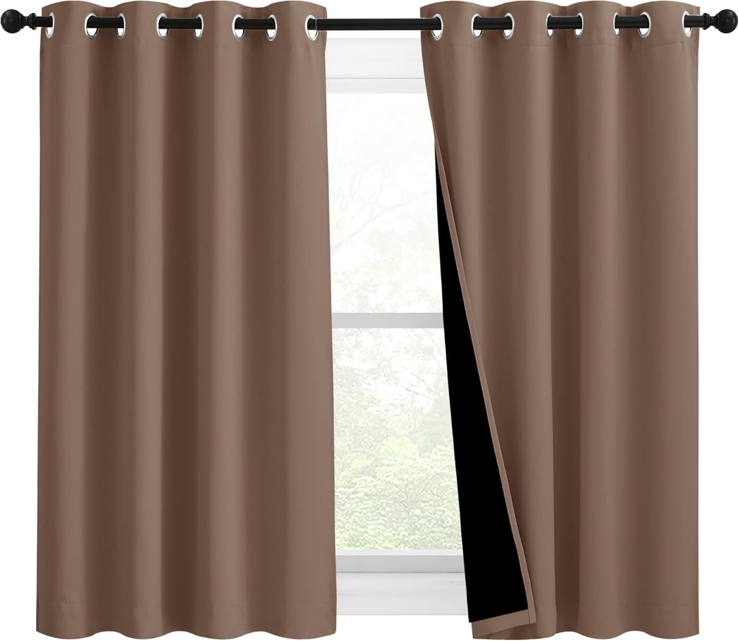 NICETOWN 2pc Blackout Curtain Panels, Cappuccino 46x54