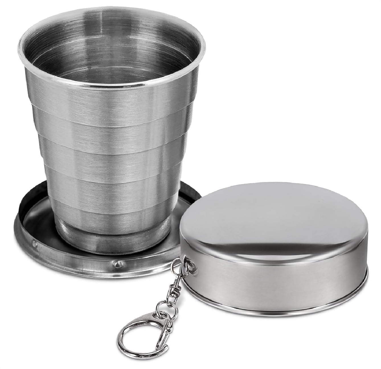 Stainless Steel Folding Glass 250ml | Collapsible Telescopic Travel Cup | Portable Expandable Mug with Keychain for Camping, Hiking & Outdoor Drinking (1.0, Count, 1)-picture-12