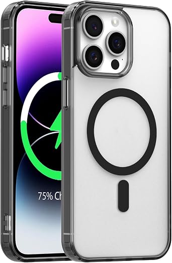 Frosted Matte Magnetic Case for iPhone 15 14 12 13 Pro Max Compatible with Magsafe & Slim Cover Transparent Anti-Fingerprint Shockproof Cases Hard Black,for iPhone 13 Pro