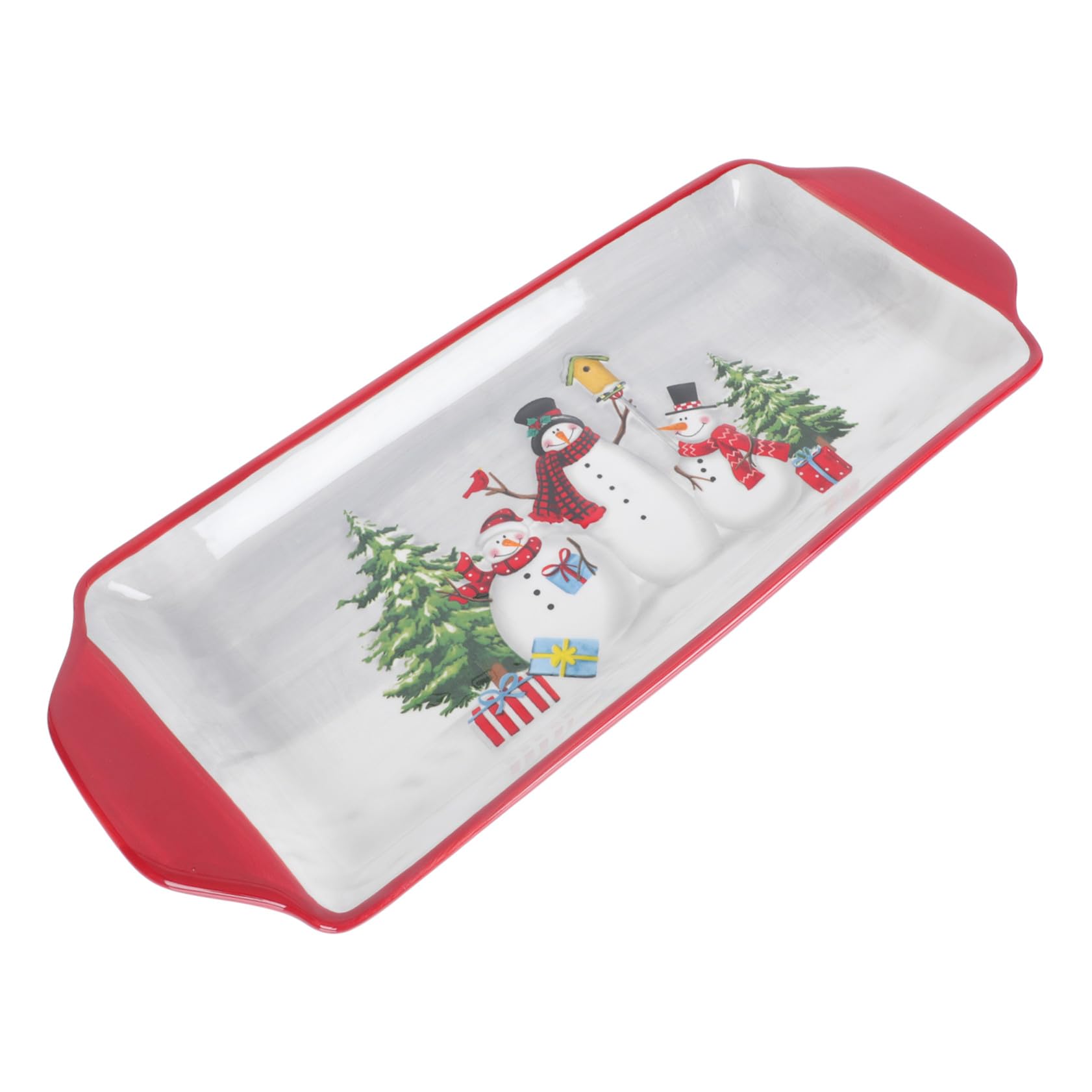 VALICLUD Vassoio Di Servizio Di Natale Ceramica Con Doppia Maniglia Vassoio Western Per Manzo E Dessert Piatto Decorativo Per Feste Cucina E Ristorante