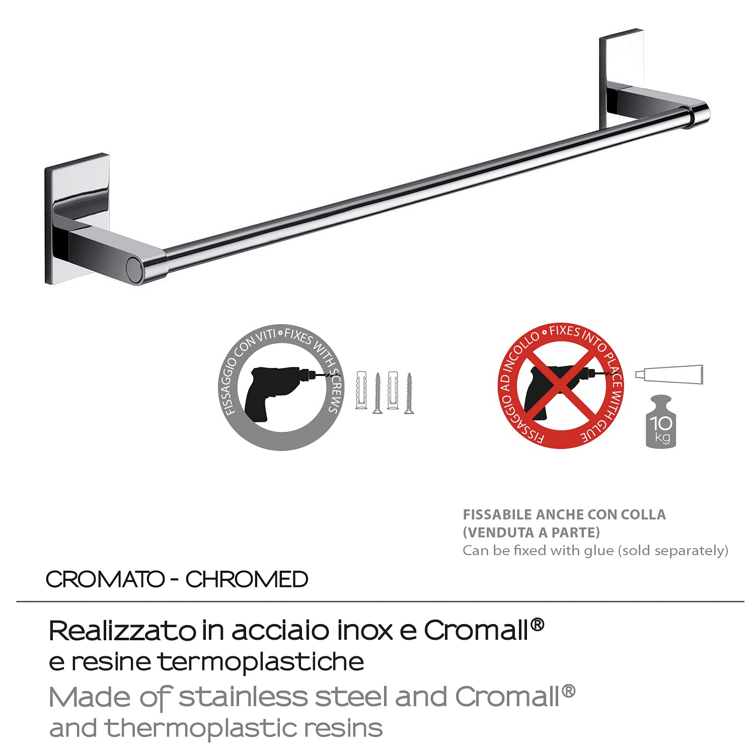 Gedy G-Singapore Towel Rail 45 cm with Rotating Plates, Colour Chrome, Stainless Steel and Chrome Components - Image 3