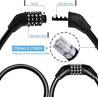 Vista 3 de Candado de bicicleta portátil para bicicleta, cable de alta seguridad, bloqueo de bicicleta con códigos de 4 dígitos, ideal para asegurar bicicleta