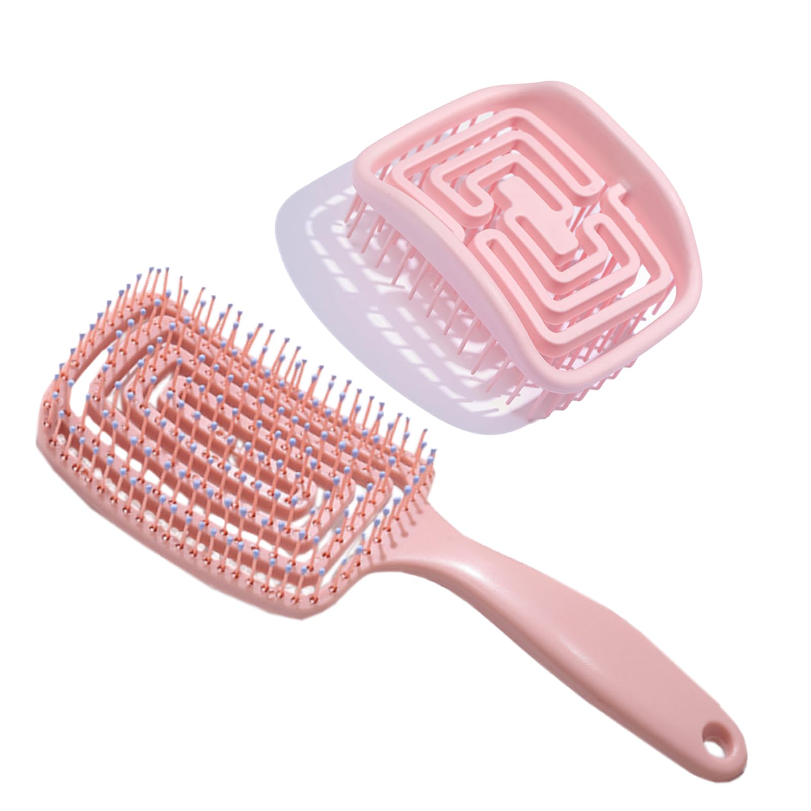 MIUPOOProfessional Curly Vented Hair Brush Comb,Hair Scalp Massager Shampoo Brush,Detangler Brush for Faster Blow Drying and Scalp Scrubber for Deep Cleaning Hair Set,2 Pieces,Pink