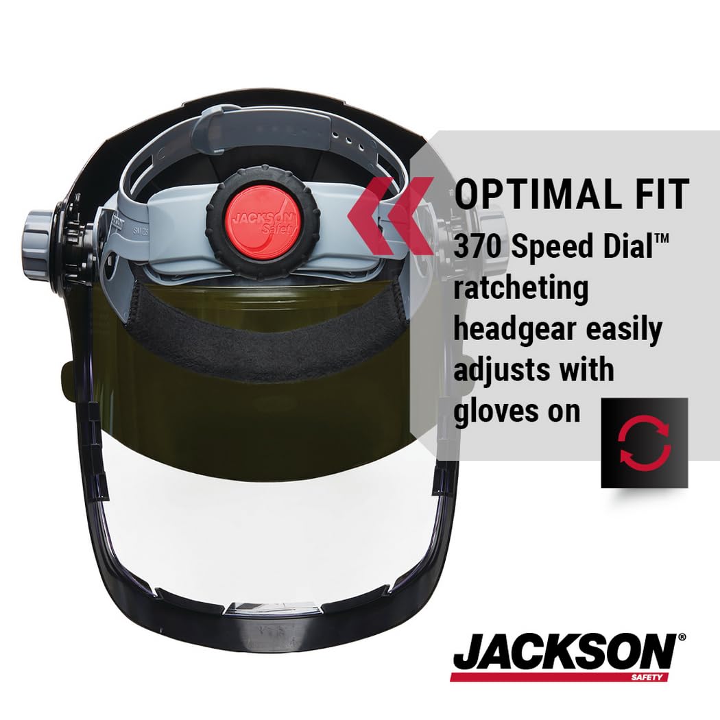 Jackson Safety 14230 Quad 500 Premium Multi-Purpose Face Shield/Face Guard; Ratcheting Headgear, Clear Tint, Anti-Fog Coating, Visor Face Protection with 5 IR Rated Flipshade