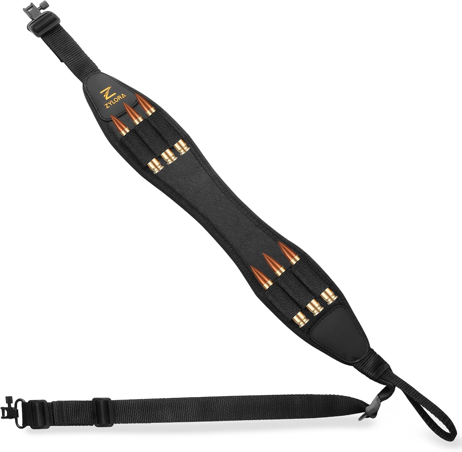 ZYLORA Rifle Sling with Shell Holders, Gun Sling with Swivels and Ammo Holder, Adjustable Rifle Sling with Thumb Loop, Rifle Accessories for Hunting and Shooting