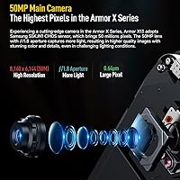 Vista 5 de Ulefone Armor X13 12GB+64GB Smartphone resistente desbloqueado, MTK Helio G36 Android 14, cámara de visión nocturna de 50 MP+24 MP, 6.52 pulgadas