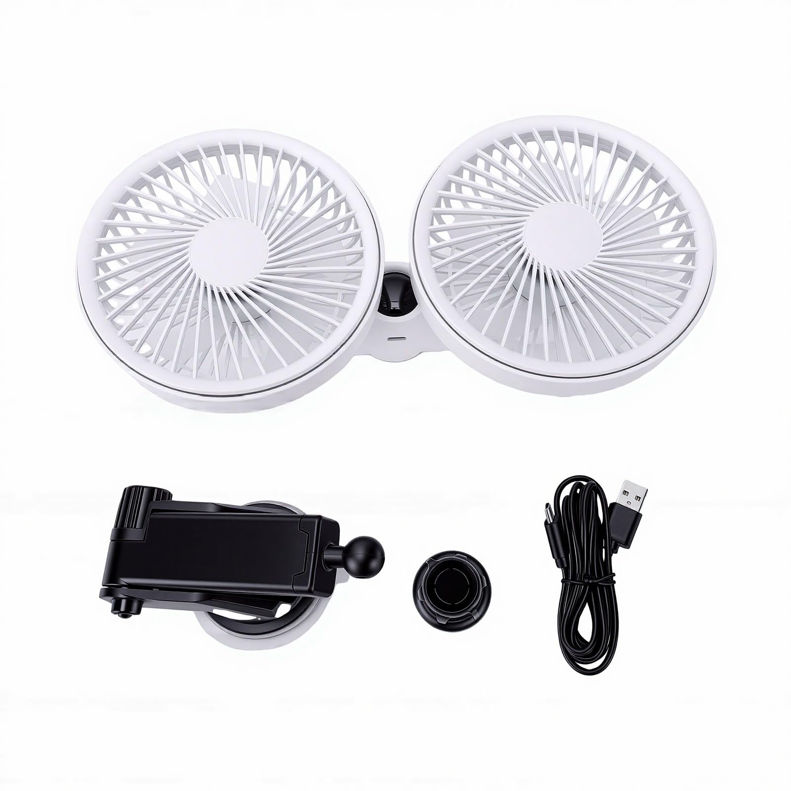 Ventilador de Enfriamiento para Automóvil de Doble Cabezal, (White)