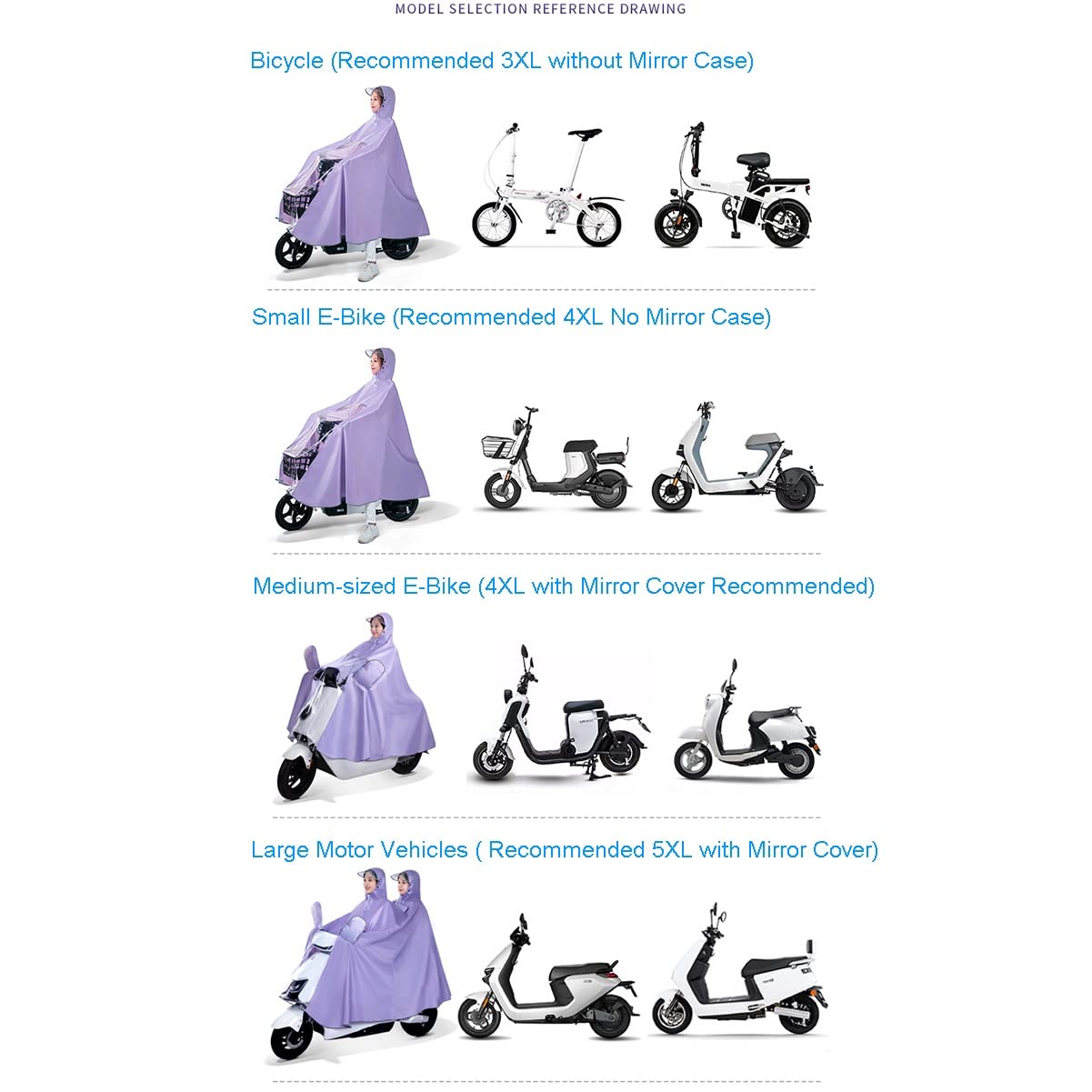 Rowerowa peleryna przeciwdeszczowa Poncho 4XL, wiatroszczelny płaszcz przeciwdeszczowy z kapturem unisex na rower E-Bike pokrowiec na hulajnogę mobilną(Blue,Full)