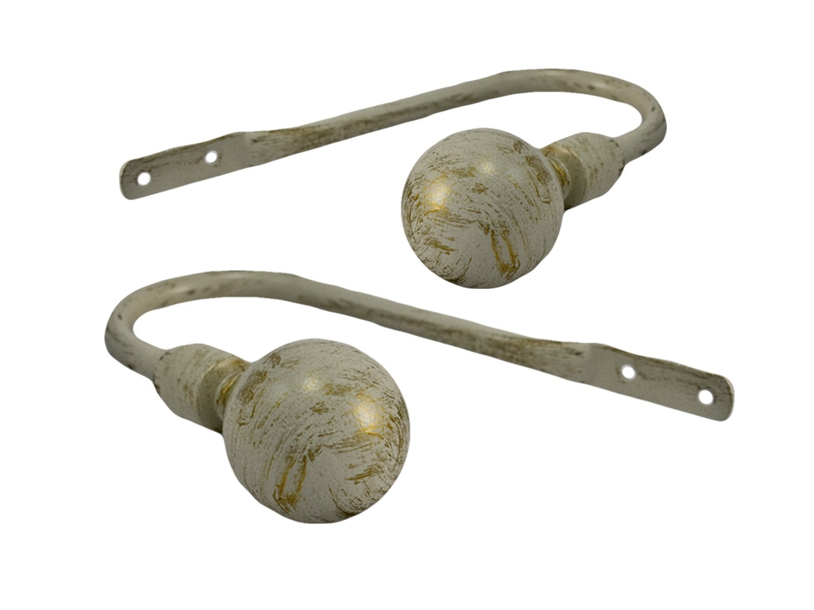 Your Home Online 28mm Brushed Cream Ivory Gold Metal Curtain Pole Ball Finial (Matching Ball Holdback)