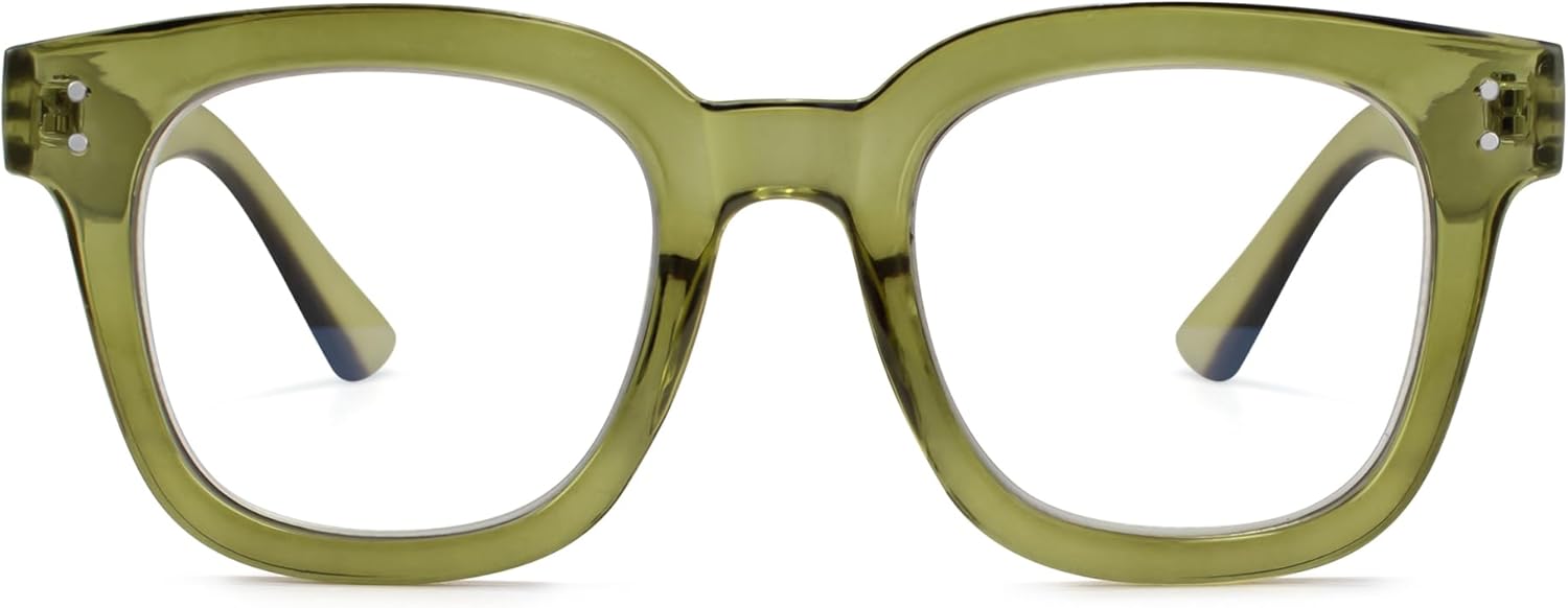 Madison Avenue Oversized Blue Light Blocking Glasses for Women Fashion Blue Light Blockers Anti Eyestrain & UV Protection Computer Eyeglasses (Olive Green) Olive Green Oversized