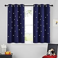 Vista 48 de NICETOWN - Cortinas para habitación de niños con estrellas de corte láser, cortinas de ventana opacas para guardería para bloquear la luz y reducir