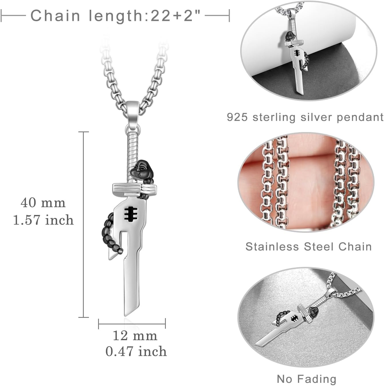 Toji Fushiguro Necklace 925 Sterling Silver Inverted Spear of Heaven Necklace JJk Jewelry Gifts for Anime Fans