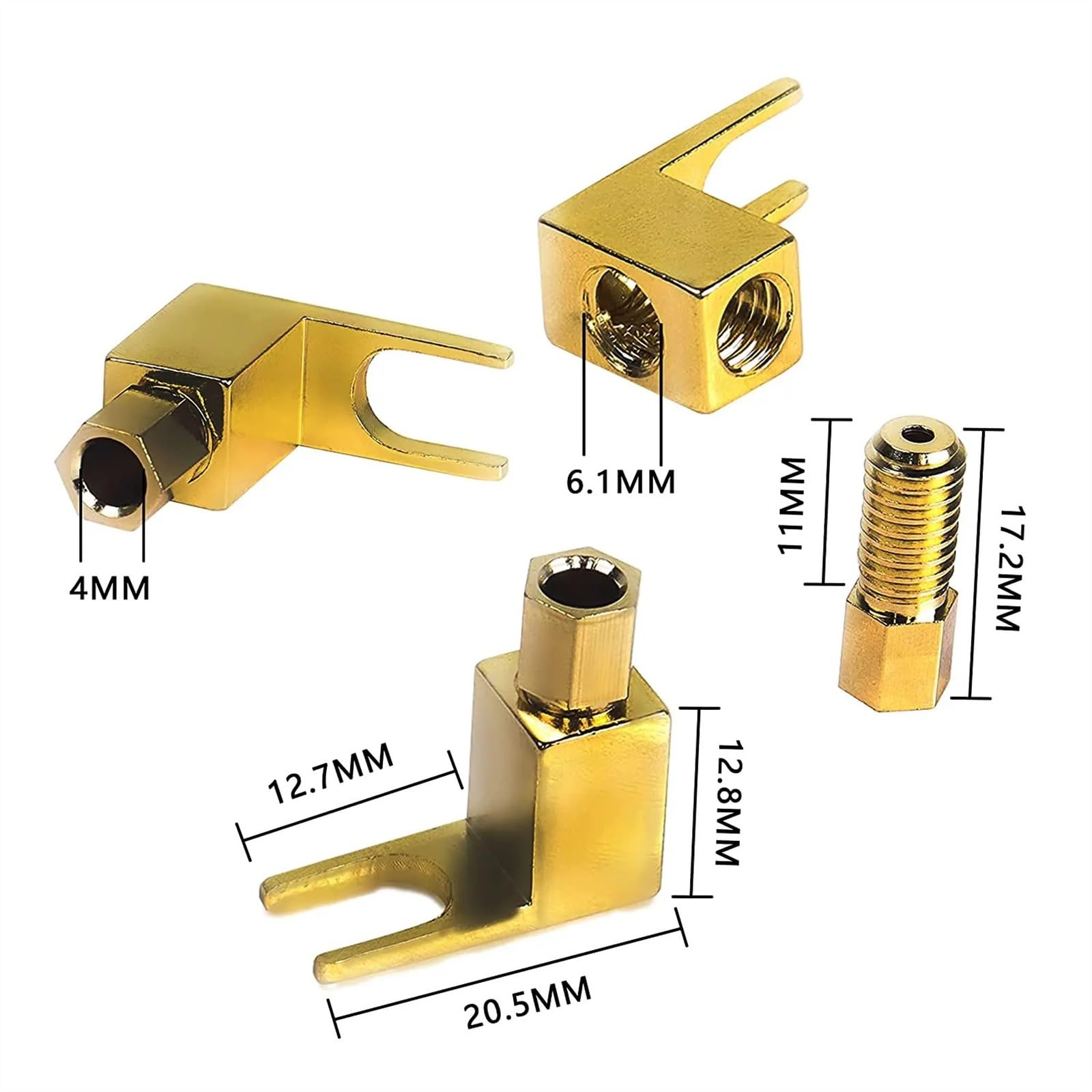 Fiches Banane de Type U en Laiton plaqué Or, 8 pièces, fiches de Haut-Parleur, vis Audio, Fourche, connecteur de Pelle, connecteur Banane mâle à Angle Droit