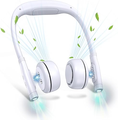 Ventilador de cuello, ventilador portátil para el cuello, ventilador recargable sin aspas, batería de 5000 mAh, ventilador de cuello personal