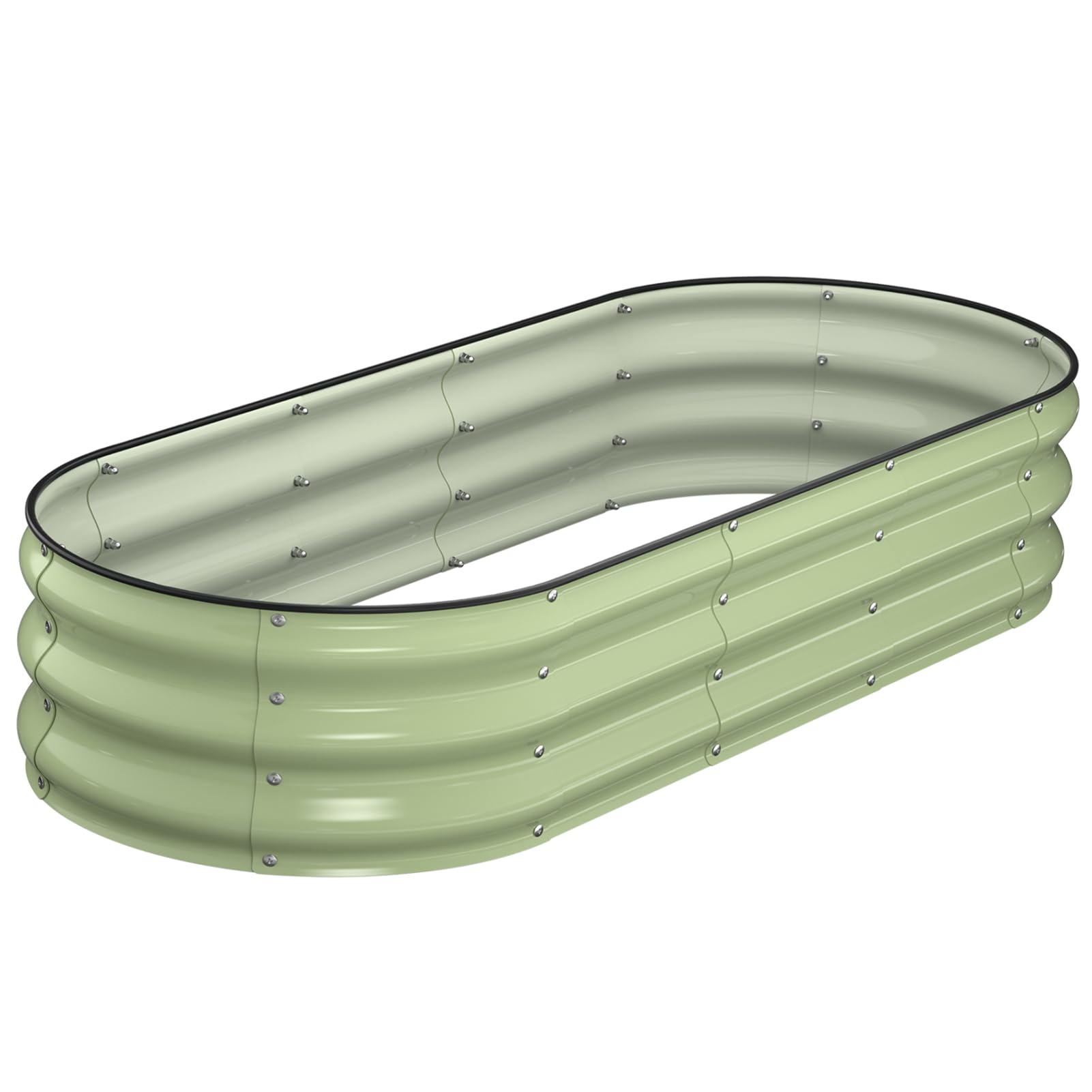Raised Garden Bed Kit, 5x2x1 ft Galvanized Planter Box Outdoor with Safety Edging, Large Metal Raised Beds for Gardening Vegetables Flower Fruits (Avocado Green)