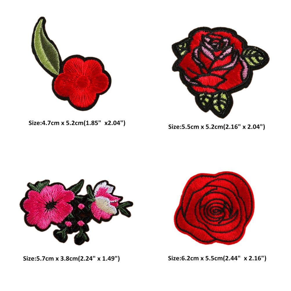 High Quality Red Flower Cloth Patches 15*19cm Clothes Skirt Decorative Decals DI - Foto 9
