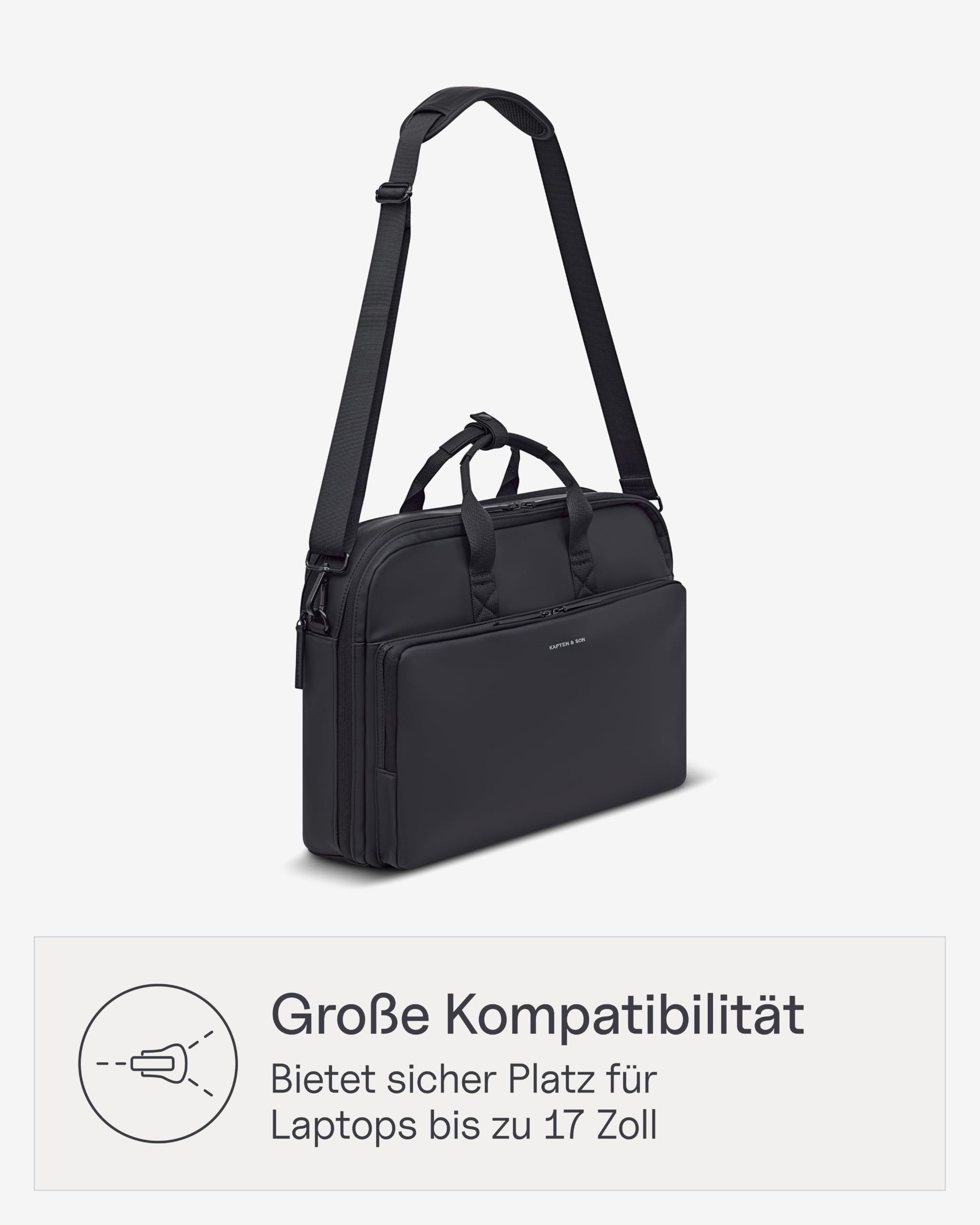 Kapten & Son Bodo Laptoptasche Schwarz 15 Zoll Laptop Aktentasche Herren