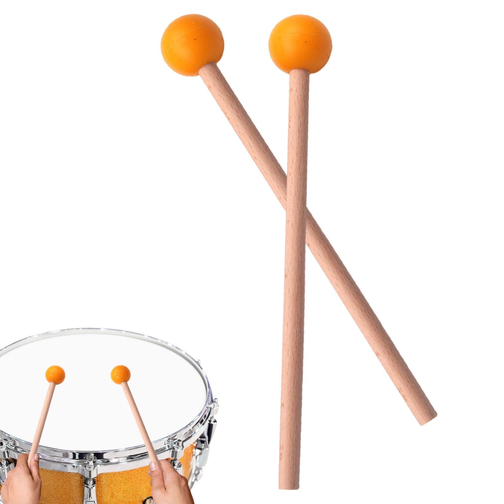 Shareed Yellow Rubber Mallets Percussion,Wood Mallets Percussion Sticks | Rubber Head Marimba Hammer Drum Mallets Marimba Mallets For Xylophone, Chime, Wood Block, Glockenspiel And Bells