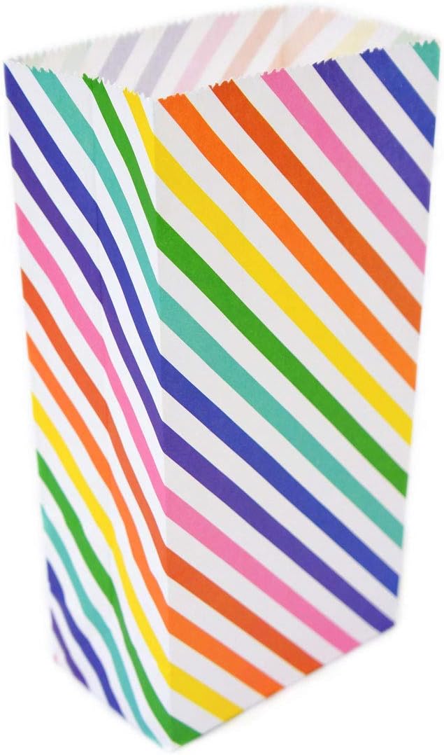 Papershop Colourful Stripey Party Bags/Goody Bags/Gift Bags - Rainbow Stripes (5 bags)