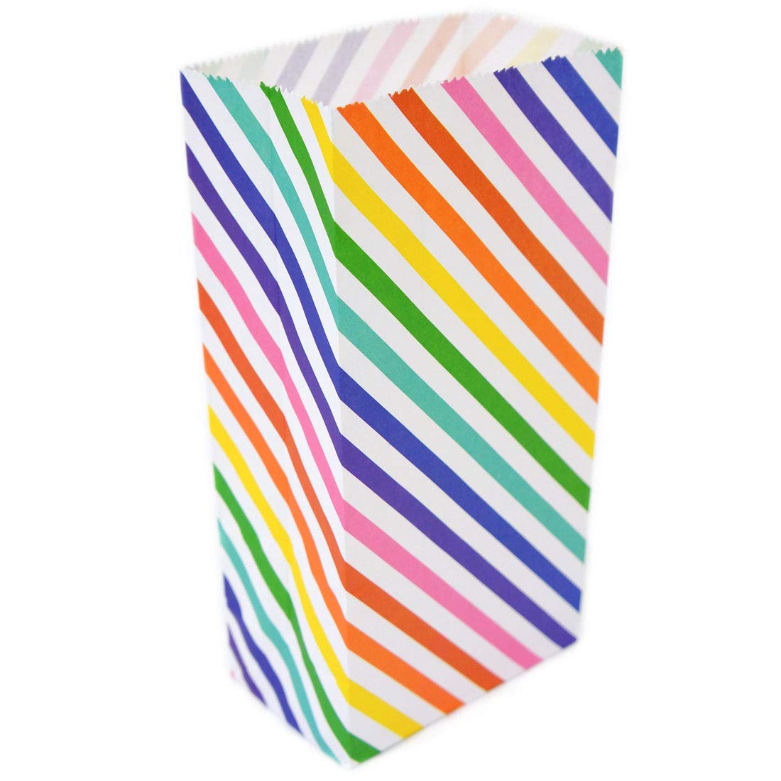 Papershop Colourful Stripey Party Bags/Goody Bags/Gift Bags - Rainbow Stripes (5 bags)