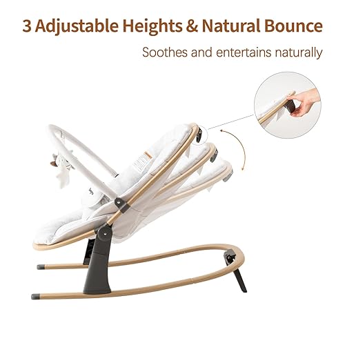 Miniatura 5 de Swegrow 2 en 1 - Portabebés portátil para recién nacido con 3 alturas ajustables, balancín y opciones estacionarias, silla mecedora para bebés