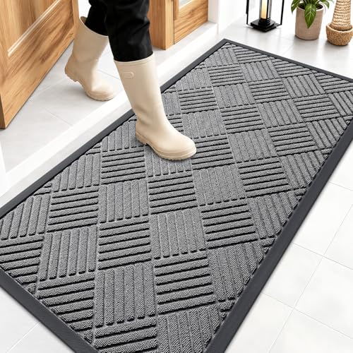 Image of OLANLY Front Door Mat Outside Entrance 47x23, Waterproof Heavy-Duty Doormat