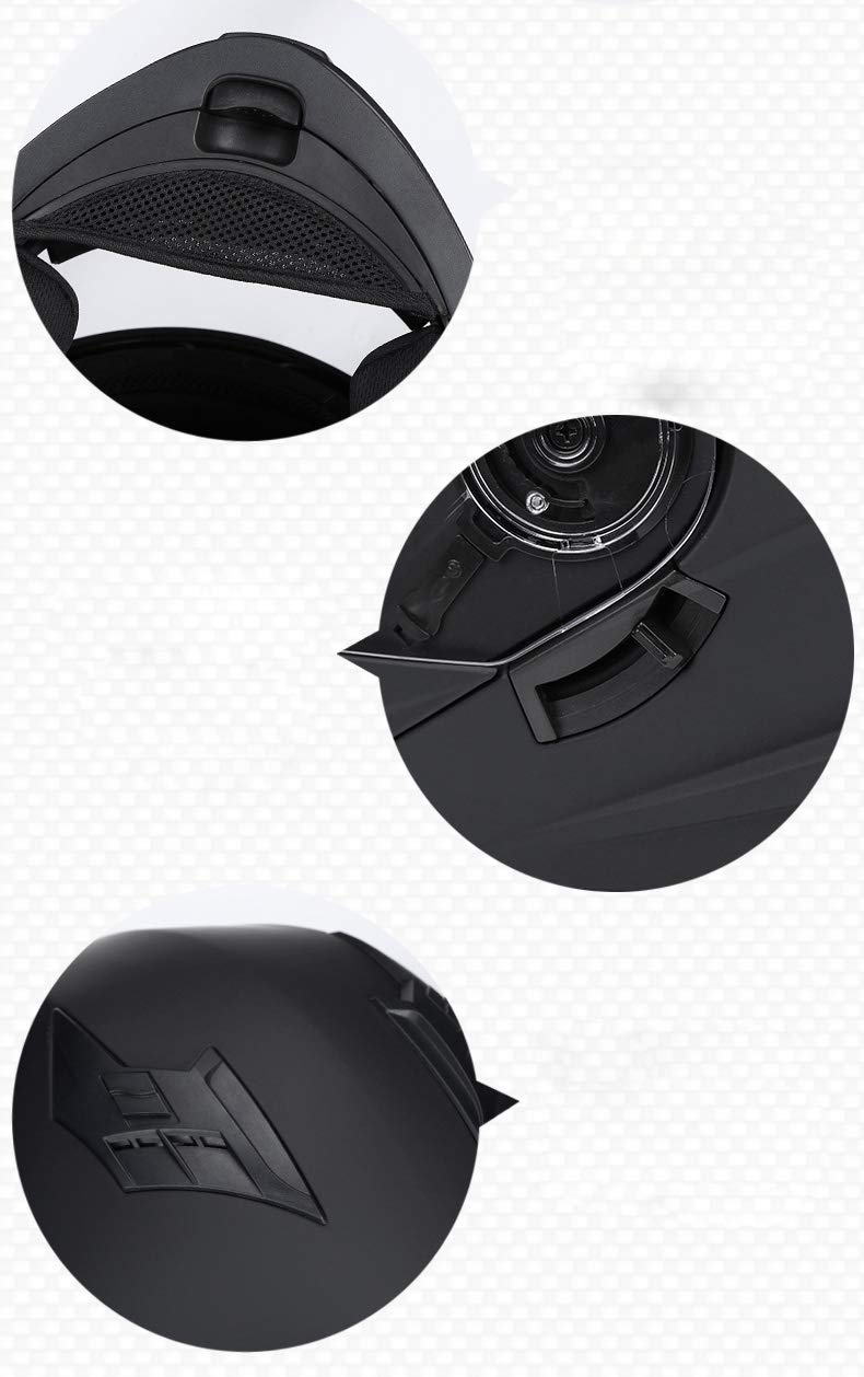 Casques modulables Casque Intégral Casque de Moto Double visière (Noir Mat, XXL)