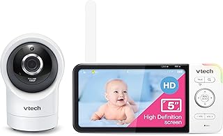 VTech RM5764HD 1080p Smart WiFi Remote Access Video Baby Monitor with Camera and Audio, 360° Pan & Tilt, 5", Night Vision, Soothing Sounds, 2-Way Talk, Temperature Sensor, Motion Detection (Renewed)