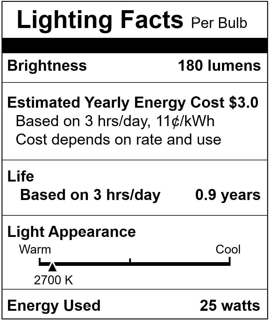 Simba Lighting Torpedo Clear B11 C35 CTC 25W E26 Base (6 Pack) Decorative Incandescent Light Bulbs 120V for Chandeliers, Ceiling Fan Lights, Pendants, Wall Sconces, Dimmable, Warm White 2700K